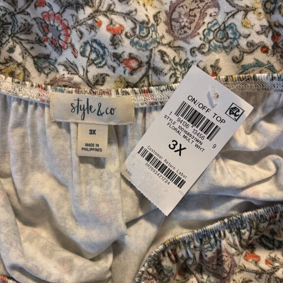 Style & Co. Plus Size Floral Printed On-Off Top NWT - Picture 7 of 8